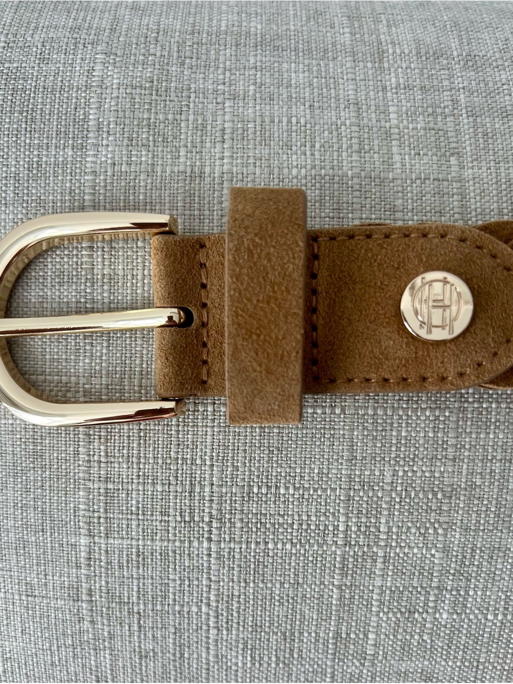House of Harlow 1960 Braided Tan Suede Belt with Gold Buckle - Picture 5 of 9